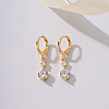 Elegant French Style Brass Pave Clear Cubic Zirconia Flat Round Hoop Earrings KO2254-2-2