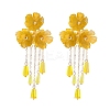 Alloy Glass Flower Stud Dangle Earringsl WG533F3-02-1