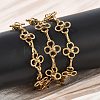 304 Stainless Steel Flower Link Chain Necklaces SA-CBA2696-03G-3