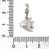 304 Stainless Steel Crystal Rhinestone Sea Animal European Dangle Charms STAS-D153-02A-P-3