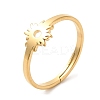 Ion Plating(IP) 304 Stainless Steel Flower Adjustable Ring for Women RJEW-M149-03G-3
