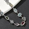 Brass Micro Pave Colorful Cubic Zirconia Link Chain Bracelets BJEW-G764-04P-2