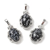 Natural Snowflake Obsidian Oval Pendants G-NH0025-15P-19-1