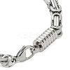 Non-Tarnish Grooved Column 304 Stainless Steel Byzantine Chain Bracelets for Men BJEW-B093-07P-3