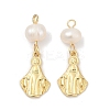 Natural Cultured Freshwater Pearl & Brass Pendants KK-U062-04G-1