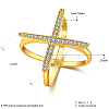Brass Micro Pave Cubic Zirconia Criss Cross rings RJEW-BB39449-G-9-3