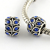 Antique Silver Plated Alloy Rhinestone Large Hole European Beads X-MPDL-R041-02F-1