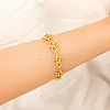 304 Stainless Steel Flower Link Chain Bracelets for Women STAS-H249-20G-2