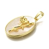 Brass Pave Shell Birth Flower Pendants FIND-I040-04H-2