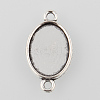 Antique Silver Tibetan Style Alloy Flat Oval Cabochon Connector Settings X-TIBE-M022-06AS-5