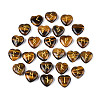 25Pcs Natural Tiger Eye Heart Rune Stones with Elder Futhark Alphabet Engraved G-T144-02B-1