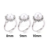 Flower Shape Brass Micro Pave Clear Cubic Zirconia Adjustable Ring Settings KK-T076-45P-4
