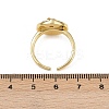 Brass Sky Blue Enamel Flower Cuff Rings RJEW-C139-17A-G-5
