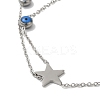 Stainless Steel Royal Blue Enamel Evil Eye & Star Ring Bracelets for Women BJEW-G719-05P-2
