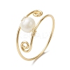 Round Natural Cultured Freshwater Pearl Finger Rings RJEW-JR00746-1