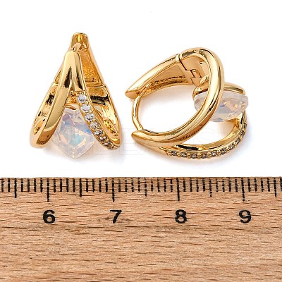 Heart Brass Micro Pave Cubic Zirconia Hoop Earrings EJEW-F384-12G-1