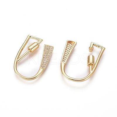 Brass Micro Pave Cubic Zirconia Screw Carabiner Lock Charms KK-I033-01G-U-1