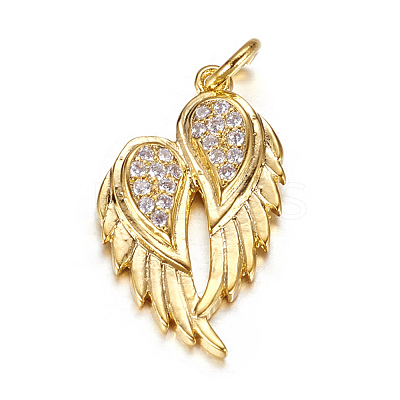 Brass Micro Pave Cubic Zirconia Pendants X-ZIRC-P060-23G-1