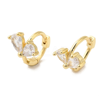 Leaf Cubic Zirconia Hoop Earrings EJEW-P292-01G-1