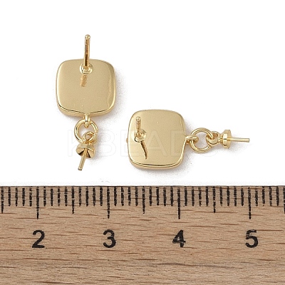 Brass with Shell Stud Earring Findings KK-G497-33G-1