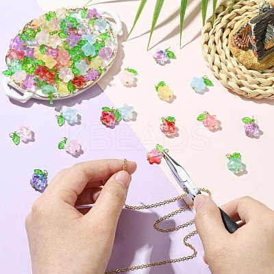 90Pcs 9 Colors Glass Pendants PALLOY-CJ00057-1