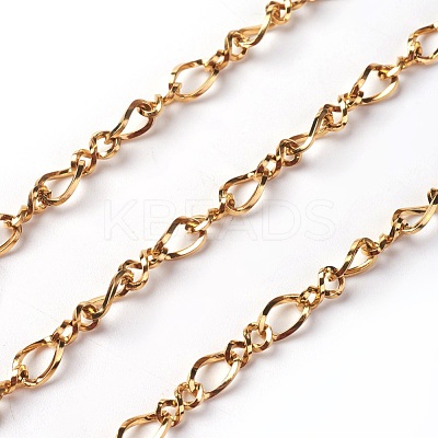 3.28 Feet Ion Plating(IP) 304 Stainless Steel Figaro Chains X-CHS-I001-09G-1