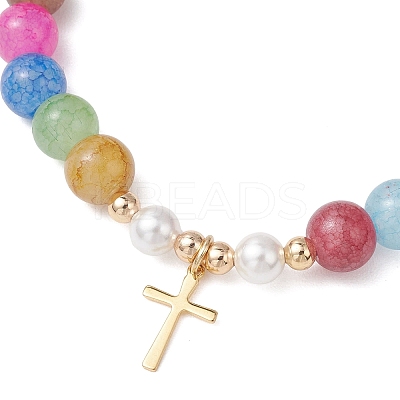 304 Stainless Steel Tiny Cross Charm Bracelets BJEW-JB13329-1
