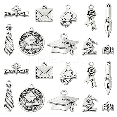 100Pcs 10 Styles Tibetan Style Alloy Pendants TIBEP-CJ0002-63-1