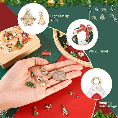 40Pcs 20 Style Christmas Rack Plating Alloy Enamel Pendants ENAM-TA0001-54-1