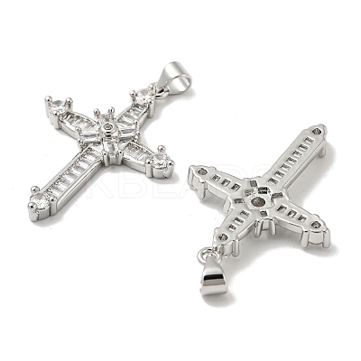 Rack Plating Brass Micro Pave Cubic Zirconia Pendants KK-F869-11P-1
