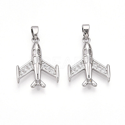 Brass Micro Pave Cubic Zirconia Pendants KK-T070-79P-1