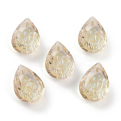 Embossed Glass Rhinestone Pendants GLAA-J101-05B-001PS-1