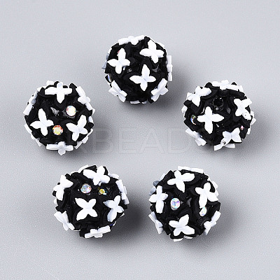 Handmade Polymer Clay Rhinestone and Resin Beads CLAY-T022-01A-1