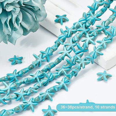 10 Strands Synthetic Turquoise Beads Strands G-OC0002-12-1