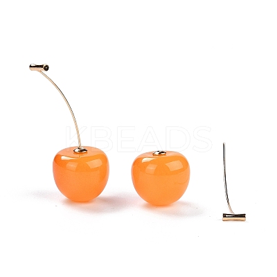 Lifelike Cherry Resin Dangle Stud Earrings LS-EJEW-F274-01A-1