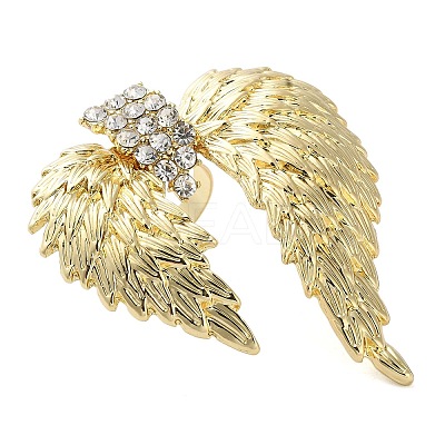 Wing Alloy Rhinestone Adjustable Rings for Women RJEW-K277-04G-1