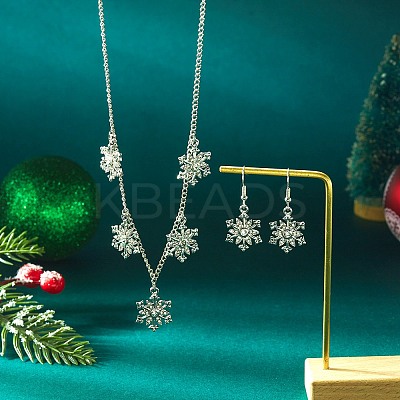 Alloy Rhinestone Snowflake Pendant Necklace & Stud Earrings Set for Women FS-WGDD9A4-10-1