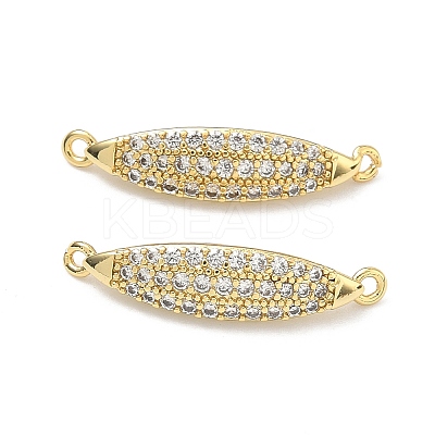 Brass Micro Pave Clear Cubic Zirconia Horse Eye Links Connector Charms KK-P345-69G-1