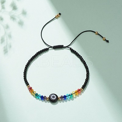Lampwork Evil Eye & Glass Beaded Bracelet BJEW-JB08367-04-1