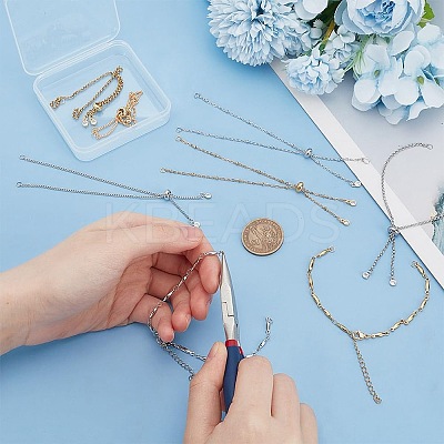 8Pcs 4 Styles 304 Stainless Steel Satellite Chain Bracelet Slider Making AJEW-AR0001-87-1
