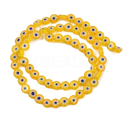 Handmade Millefiori Glass Flat Round Bead Strands LK-P010-01-1