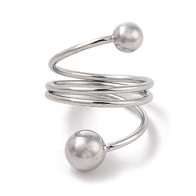 Non-Tarnish 304 Stainless Steel Wire Wrap Spiral Cuff Rings for Women RJEW-G315-08B-P-1