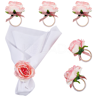 Artificial Rose Flower Cloth Napkin Rings AJEW-WH0314-75-1