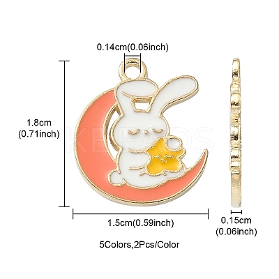 10Pcs 5 Colors Alloy Enamel Pendants ENAM-YW0002-72-1
