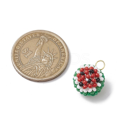 Glass Seed Beaed Watermelon Pendants PALLOY-MZ00565-1