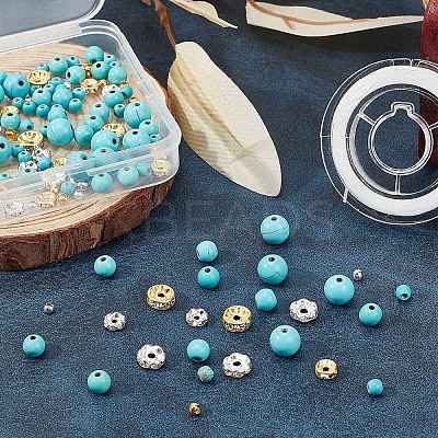 DIY Synthetic Turquoise Beads Necklace Making Kit DIY-SC0018-05-1