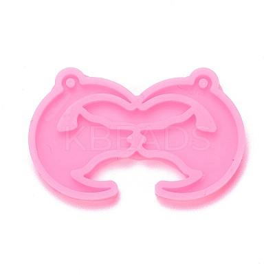 Moon with Wolf Head Pendant Silhouette Silicone Molds LS-DIY-M034-16-1