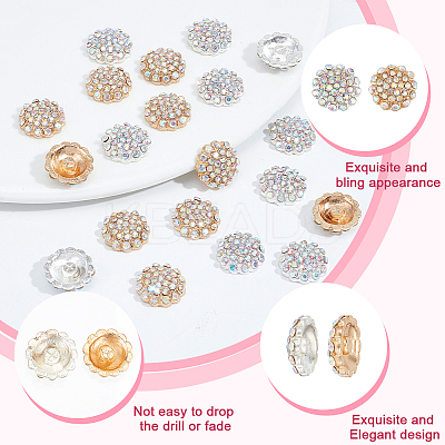 20Pcs 2 Colors Zinc Alloy Rhinestone Jewelry Snap Buttons FIND-WR0010-40-1