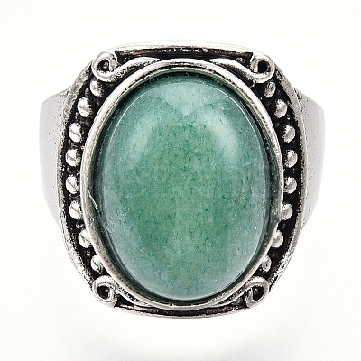Natural & Synthetic Mixed Gemstone Oval Finger Rings RJEW-N044-05-1
