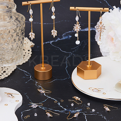 12Pcs Brass with Cubic Zirconia Earring Hooks DIY-CN0002-83-1